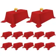12 Pack Red Polyester Tablecloth 90 x 132 inch Rectangle Table Cloth for 8 Fe...