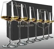[coccot] Wine Glasses Set of 6,Crystal White Wine Glasses,Red Wine Glass Set,Long stem Wine Glasses,Clear Lead-Free Premium Blown Glassware (18.5oz,6 pack)