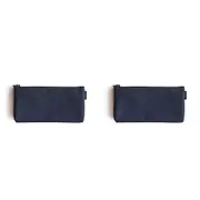 2x Delfonics Marek Canvas Flat Pencil Case Rectangle Storage Pouch 18cm Dark BLU