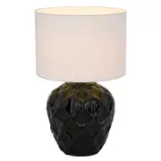 Diaz Modern Table Desk Lamp Light Fabric Ceramic Black White Gloss