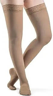 SIGVARIS Women's SOFT OPAQUE 840 Closed Toe Thigh High w/Grip-Top 15-20mmHg