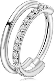 [FINE4U] Cartilage Earring Hoop for Conch Helix 16G 8mm 10mm 12mm, ASTM F136 Titanium Piercing jewelry for Women & Men, Body Implant Grade Nose Rings, Hypoallergenic Hinged Clicker