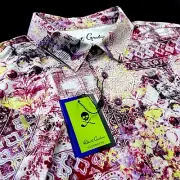 Robert Graham Performance Geometric Paisley Floral Print Polo Shirt Large $128