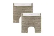2PK Algodon Polyester Lawson Plush Contoured Bath Non-Slip Mat Taupe 50x50cm
