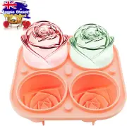 Large Ice Cube Tray, 2.4 Inch Rose Mold, Silicone, with Lid, BPA Free