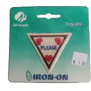 Girl Scout Patch - Manners - Hearts Please - 59105 Try-Its Iron-On Badge