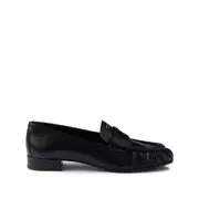[Prada] Prada Pleated Leather Loafers 38 IT BLACK