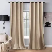 2 Panels Blackout Velvet Curtains Solid 52"W x 84"L (Pack of 2) Camel Beige