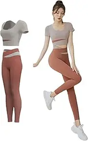 [Generic] 2 Piece Sports Set for Women Crop Top Bra Running Fitness Yoga Sport Workout