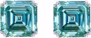 [Generic] Green moissanite earrings - 925 Sterling Silver Blue Green Color VVS1 Screw Back for Women Men For Party, Medium, Stainless Steel, Cubic Zirconia