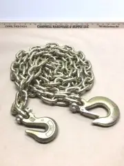 Tow Chain 3/8" Grade 70 Transport 8' W/ Clevis Grab Hook & Clevis Slip Hook G70