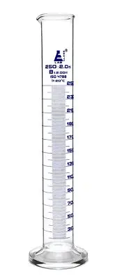 Eisco Labs 250ml Graduated Cylinder, Class B - Blue Graduations, Round Base