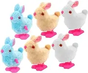 FELTECHELECTR Improve Coordination Imaginative Skills 6pcs Safe Clockwork Plush Rabbit Toys for Kids Random Color