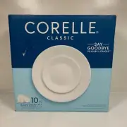 Corelle Classic Dinnerware Set 10 Piece Winter Frost White NEW 10 pc Unbreakable