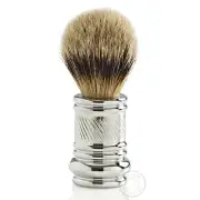 Merkur 138C Chrome Plated Barber Pole Silvertip Badger Shaving Brush