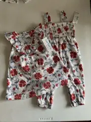 NEW Carter’s Girl’s Romper & Dress Set size 9 months Red White Blue Flowers