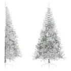Artificial Silver Half Christmas Tree 240 cm with Stand Festive Holiday Decor