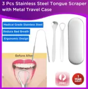 3 Pcs Stainless Steel Tongue Scraper Case, U-shaped, hollow, and Spoon Scraper