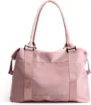 Womens Travel Duffle Bag Nylon Lightweight Shoulder Handbag Sports Tote Gym Bag Weekender Overnight Bag,Pink
