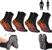 [Baicai] 4 Pair AFIZ Tourmaline Slimming Health Sock, AFIZ Tourmaline Health Sock,VeinesHeal Hyperthermia Socks, Magnetic Self-Heating Socks,Foot Massage Thermotherapeutic Sock(Black)