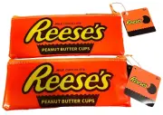 Lot of 2 Reese’s Peanut Butter Cup Zipper Makeup or Pencil Case 7.5” X 3”