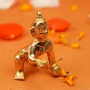Spiritual Brass Ornate Laddu Gopal Bal Gopal 2" Krishna Statue Hindu Temple Puja