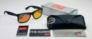 Ray Ban Justin Black Matte 4165 622/6Q Red Orange Mirrored Lenses 54mm New