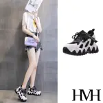 【HMH】厚底老爹鞋 內增高老爹鞋/復古撞色時尚厚底內增高老爹鞋(黑)