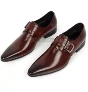 Handmade Men's Leather Brown Formal Fashion Monk Double Strap Dress Shoes-293