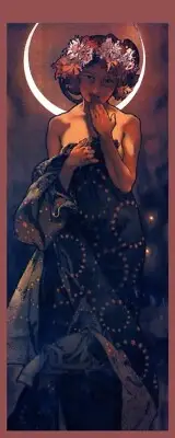 Alphonse Mucha - Evening Star - Laminated Photo Bookmark - 2.5 x 6 in