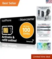 IsatPhone 100 Unit Global Satellite Phone Prepaid Service SIM Card for Inmars...