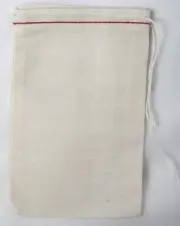 100 (3x5) Red Hem and Natural Drawstring Muslin Bags