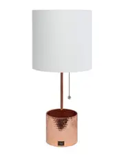 Lalia Home Hammered Metal Organizer Table Lamp With USB Charging Port