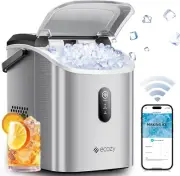 Smart Nugget Ice Maker Countertop, Portable Pebble Ice Machine with Voice Contro