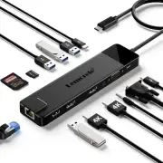 Lemorele 13 in 1 USB C Docking Station for Triple Monitors, Dual 4K HDMI, 100...