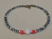 White Agate Glass Seed Beads Anklet or Necklace Beaded Boho Summer Jewelry Women