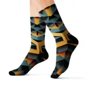 All Over Print Adult Socks Futuristic Geometric Pattern Bold Modern Sleek Cool