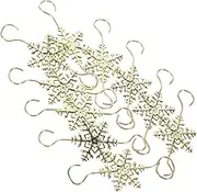 Amosfun 10pcs Xmas Style Mantel Hooks Stocking Hanging Ornaments Xmas Snowflake Hooks