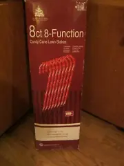 NEW 2012 Enchanted Forest 8 Candy Cane Yard Stakes Lighted 24" Tall ( NOS )