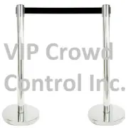 STANCHION, 2PCS SET, 36" MIRROR S.S. WITH 12" FLAT BASE AND 78" BLK BELT