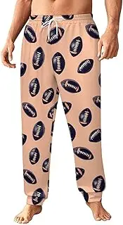 [Generic] Men's Sweatpants, Vivid Footballs on Peach-75, Polyester Joggers, Sweatpants Jogging Pants for Workout Running