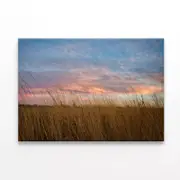 Sunset over Grasses with Sky Print 100% Australian Made 120 x 90cm (Stretched)