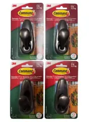 3M Command 5lb Damage Free Outdoor Hanging Metal Hook, Bronze, Large - PACK OF 4