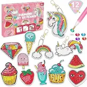 Diamond Painting Kit for Kids with Keychains, Crafts for Girls Ages 8-12, Diamond Art for Kids, Diamond Dot Gem Art Kits for Kids, Kids Arts and Crafts for Kid Ages 8-12, Unicorn Painting Kit