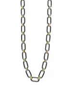 Lagos 18K Yellow Gold Signature Caviar Black Ceramic Link Necklace, 16-18