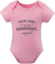 [WOOYONGING] You Are Going To Be Grandparents Again Newborn Home from Hospital Outfit Girl Short Sleeve Baby Girl Onsie White B