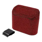 Car Trash Can Durable Car Door ABS Rhinestone Trash Bin Red 1 Pc