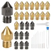 26PCS Hardened Steel Brass W/Tool MK8 Extruder Nozzles CR-10 Ender 3 5 V2 3PRO