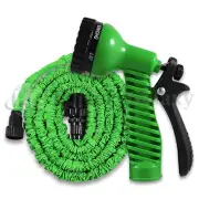 25 Feet 25FT Expandable Flexible Garden Water Hose+Spray Nozzle Green 100+SOLD