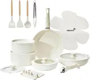 21 Pcs Pots and Pans Set Non Stick Ceramic Kitchen Cookware Set Detachable Handl